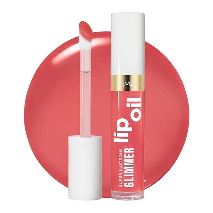 REVLON Super Lustrous Glimmer Lip Oil, 007 Posh Peach, 0.13 fl oz