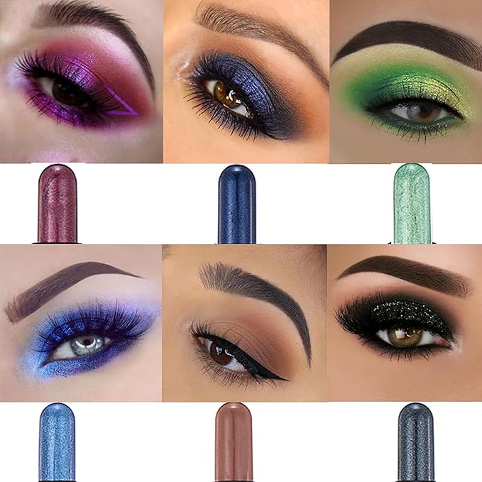 Royal Blue Dual Ended Eyeshadow Stick 12 Colors Matte and Shimmer Waterproof Long Lasting Creamy Eyeshadow Pencil for Smokey Eye Natural Everyday Makeup