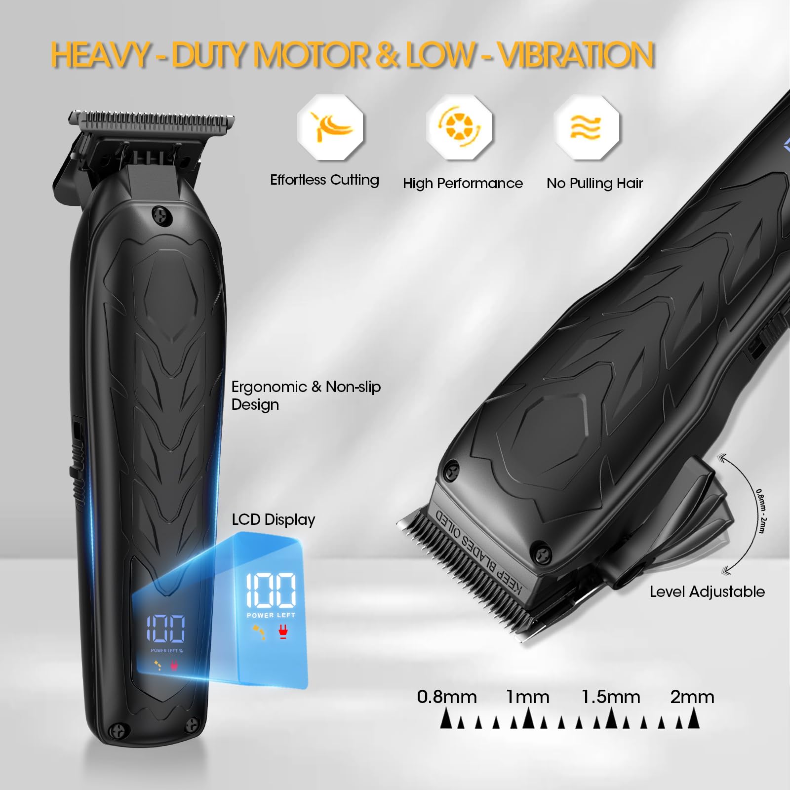 QREEYX Hair Clippers for Men Professional, 7500Rpm Beard Trimmer, IPX6 Waterproof Electric Shavers 3 in 1 Hair Cutting Kit for Men, Cordless Barber Clipper Set with LED Display for Mens Gifts