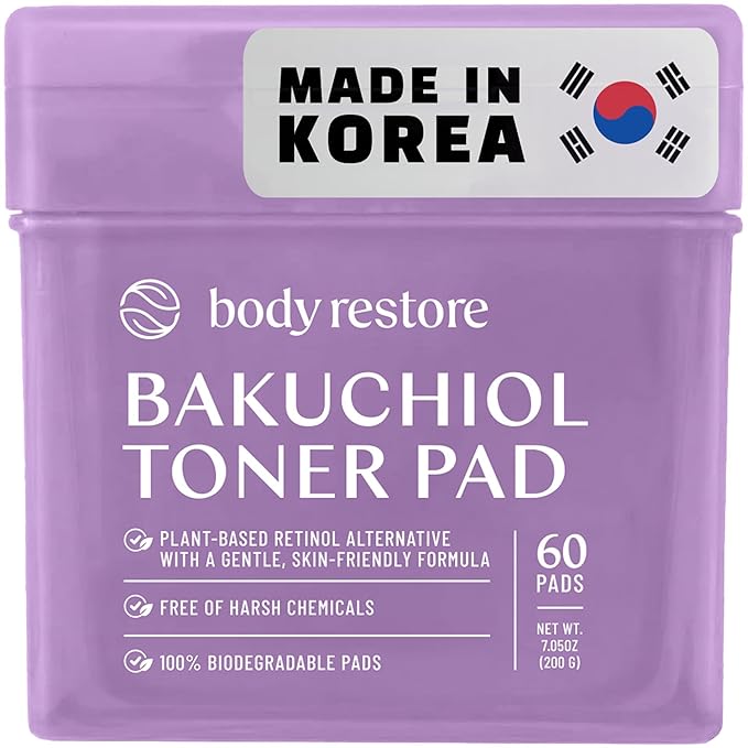 Body Restore Bakuchiol Retinol Alternative Toner Pads, Niacinamide 60 Ct