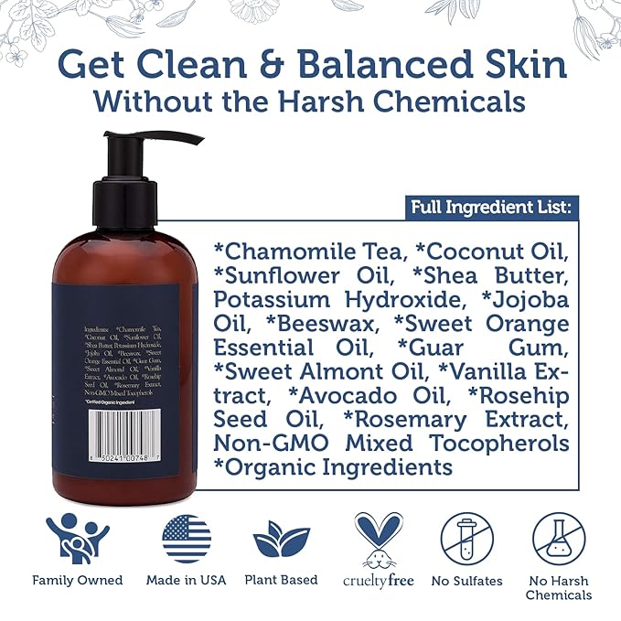 Era Organics USDA Organic Men's Face Wash - Hydrating Face & Body Cleanser
