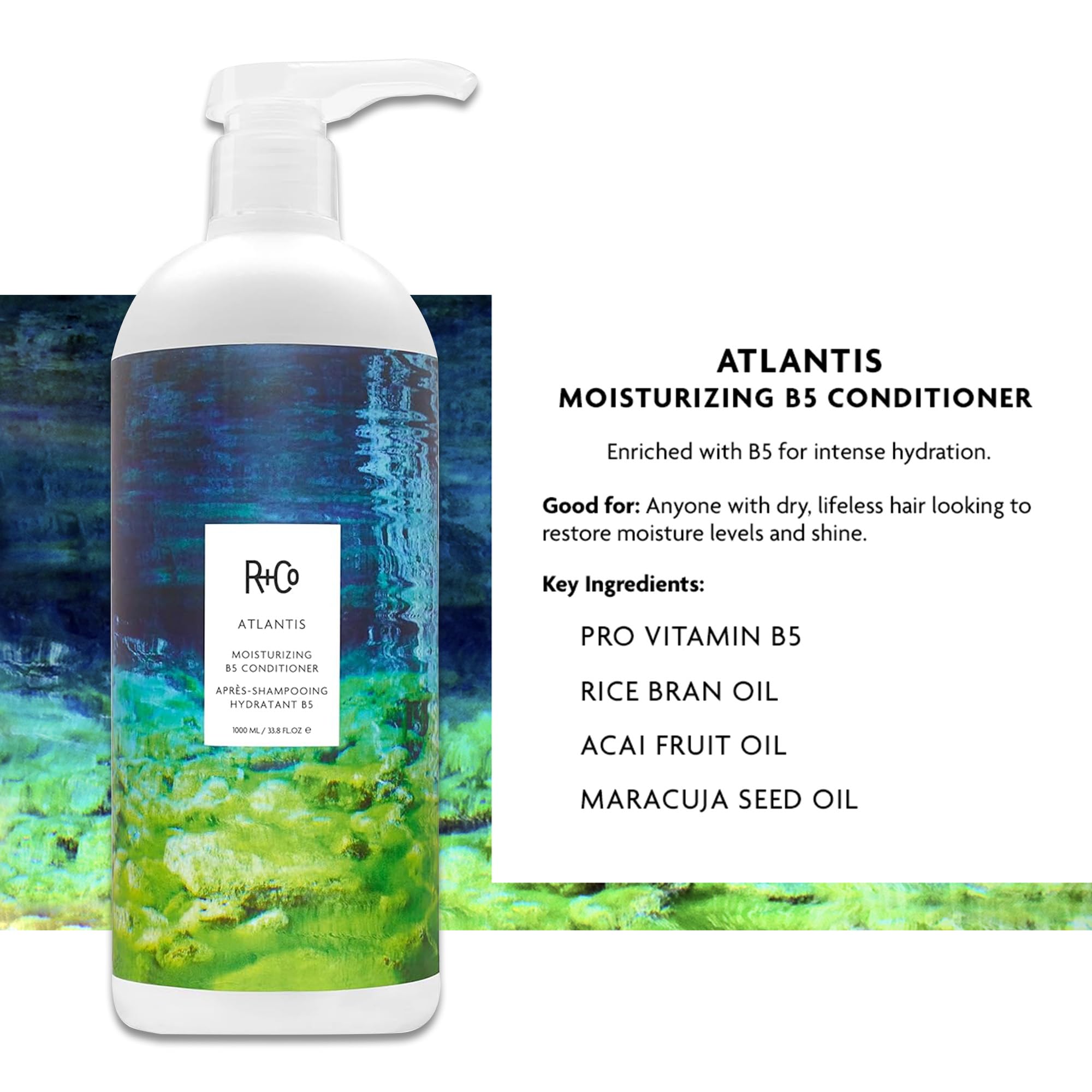 R+Co Atlantis Moisturizing B5 Shampoo and Conditioner Set, 33.8 oz (2 Pack)