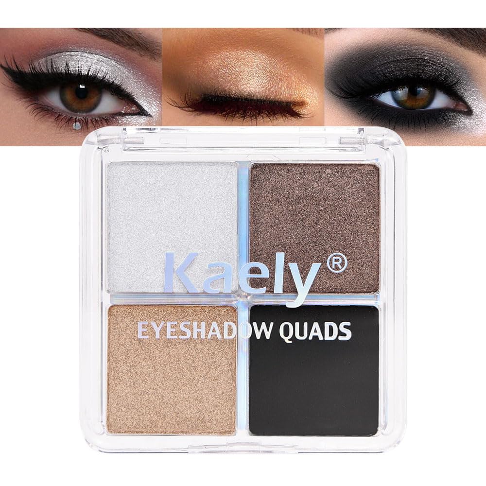 evpct Nude Eyeshadow Quad Palette, Light Nude Pink Beige Ivory Champagne Shimmer Matte Waterproof High Pigment Primer Mini Eye Shadow Palette Makeup for older Women, Smudge Proof Vegan, Bright Nudes