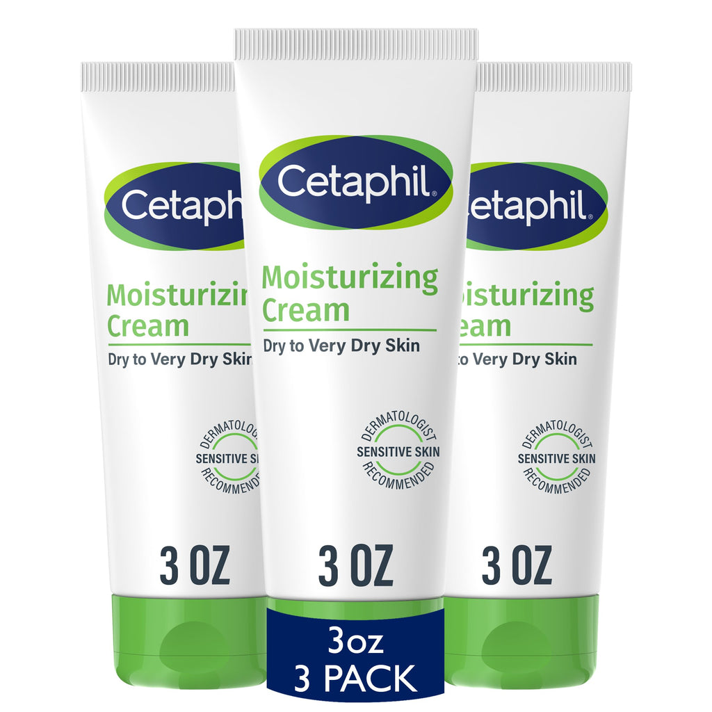 Cetaphil Moisturizing Cream for Sensitive Skin, Fragrance Free, 3 oz, 3 ct