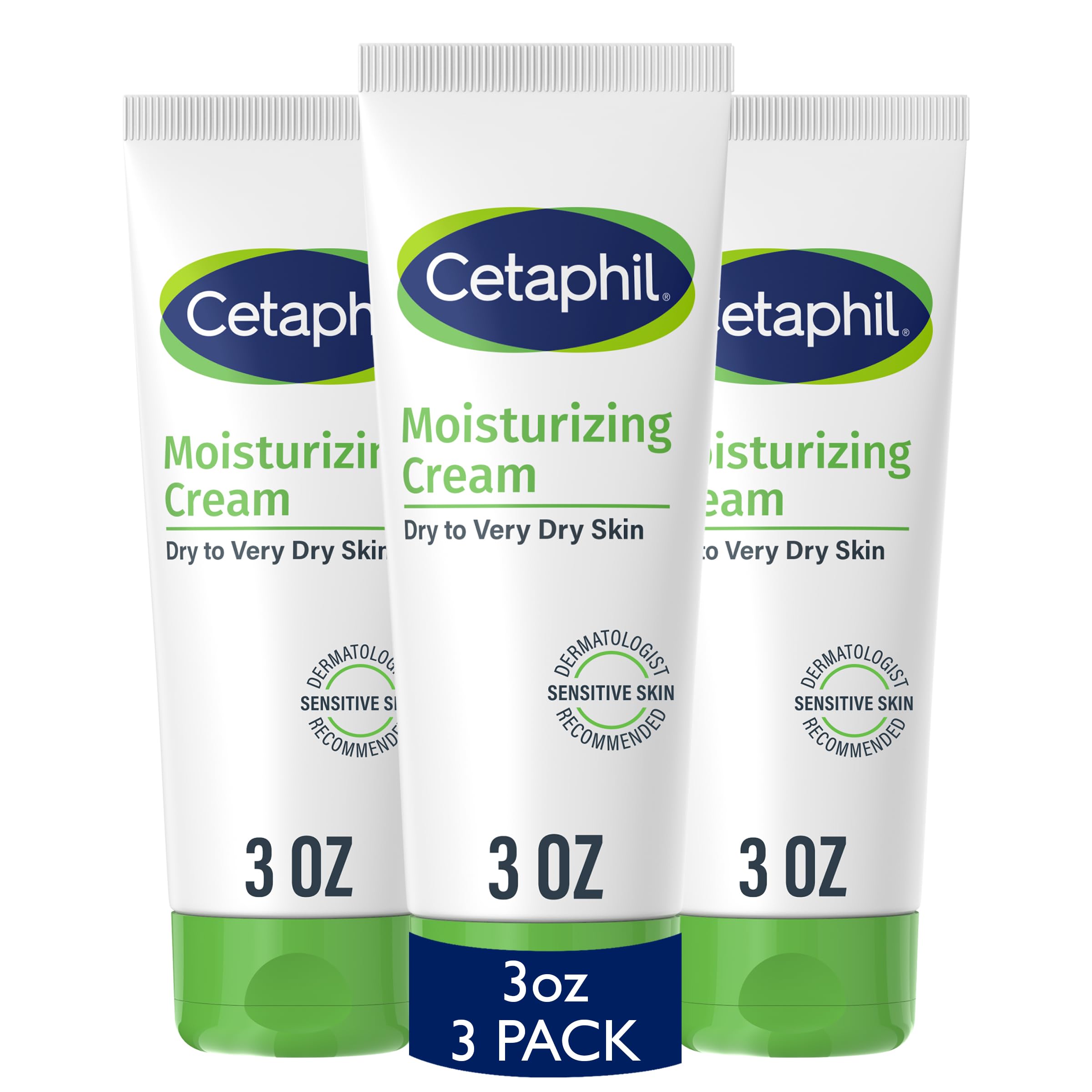 Cetaphil Moisturizing Cream for Sensitive Skin, Fragrance Free, 3 oz, 3 ct