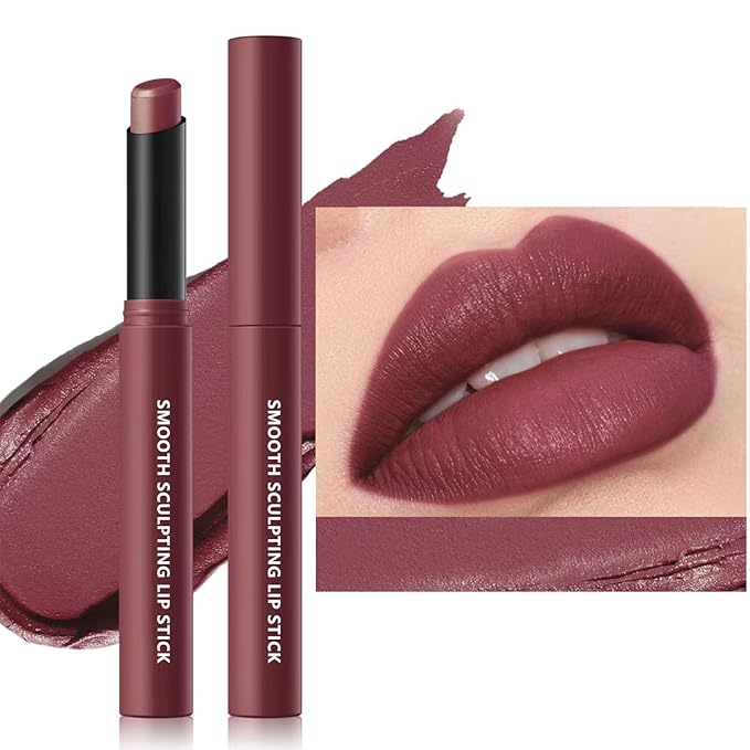 TWLBXMG Matte Lipstick Single, Long Lasting Waterproof Velvet Lipsticks, High Pigment Non-Stick Cup Not Fade Lipstick for Women，Quick Makeup Lightweight Portable # 12