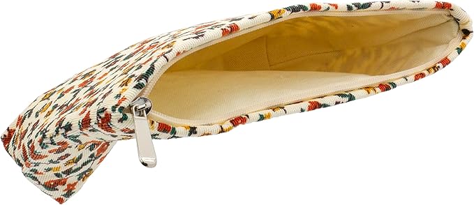 Flat Makeup Bag for Women,Zipper Cosmetic Pouch for Purse,Floral White