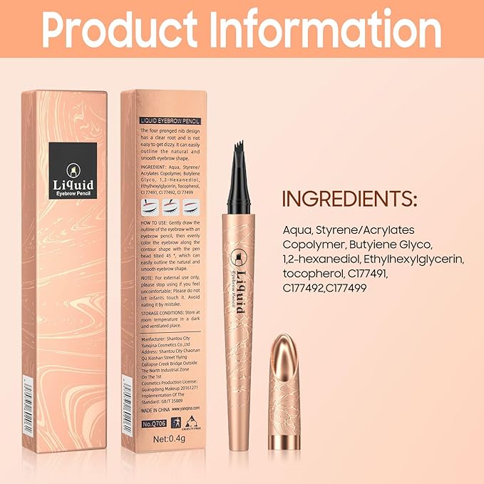 Upgraded 3D Liquid Eye Brow Microblading Pencil Waterproof (Dark Brown)