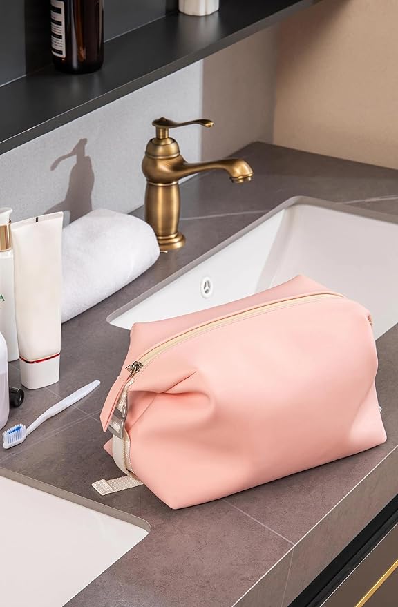 Onbagway 6"x9.84" 4.5L Silicone Toiletry Bag, Pink
