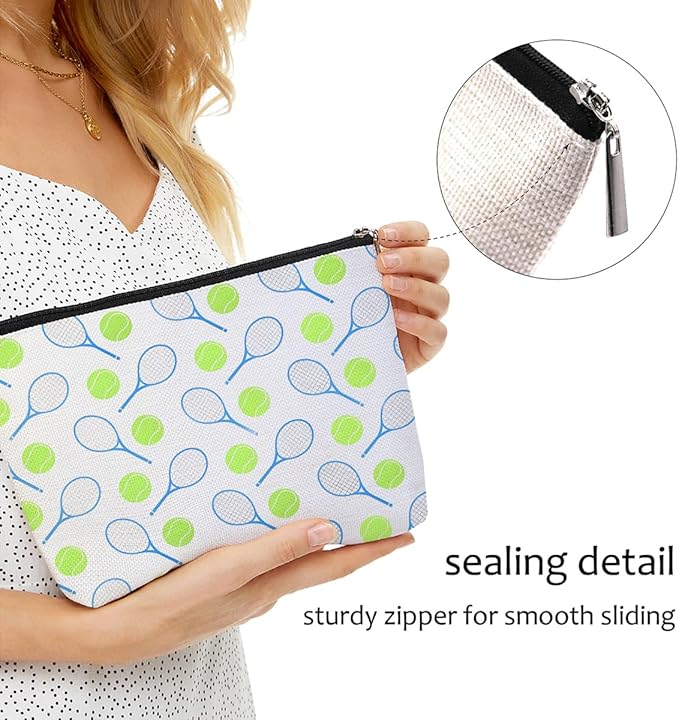 Blue Leaves Tennis Makeup Bag Inspirational Accessories Cosmetic Bag