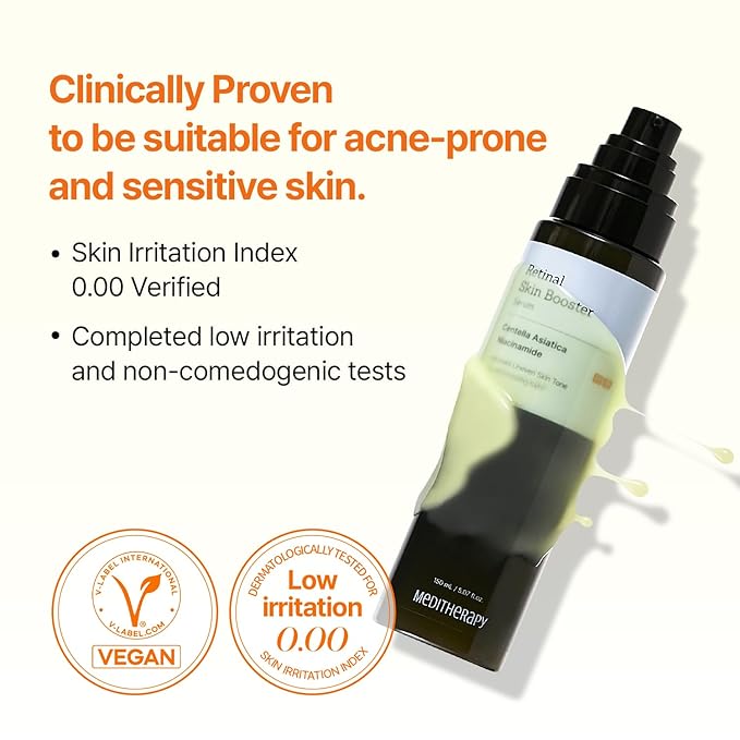 MEDITHERAPY Retinal Skin Booster Serum 5.07 fl oz | Retinaldehyde, Niacinamide, Cica | Korean Hydrating Face & Body Serum for Dull, Uneven Skin, All Skin Types, K-Beauty