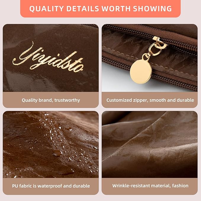 YIYIDSTO Cosmetic Bag Travel Makeup Bag Large Capacity Small Travel Zipper Pouch Makeup Organizer Bag for Women (Brown-2 Pack)