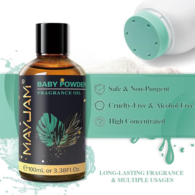 MAYJAM Baby Powder Fragrance Oil Essential Oils for Diffusers, 3.38FL.OZ