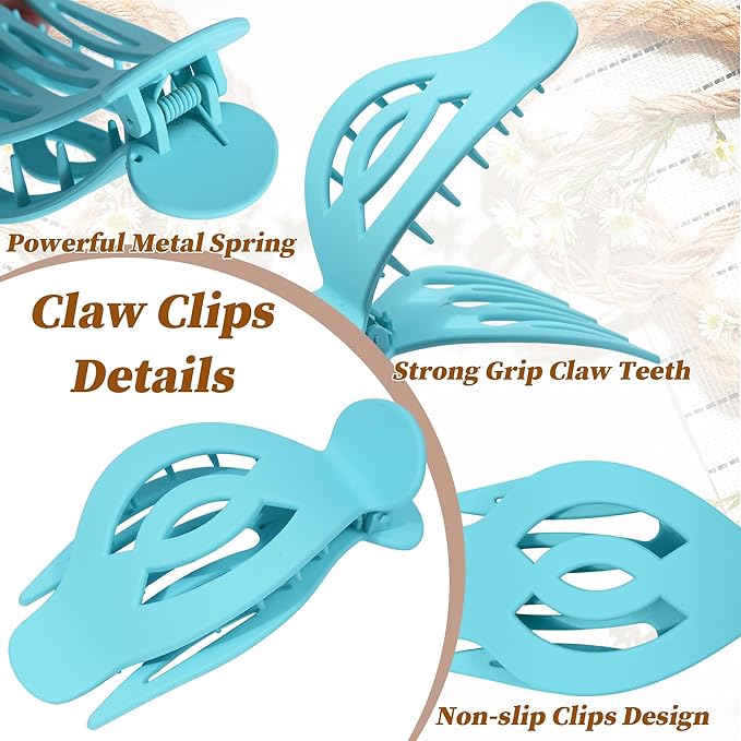 AWAYTR 6 Pack Large Flat Hair Clips for Women, 5 Inch Non-Slip Claw Clips