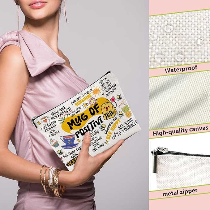 BQXH Inspirational Gifts Makeup Bag, Positive Affirmations Cosmetic Bag