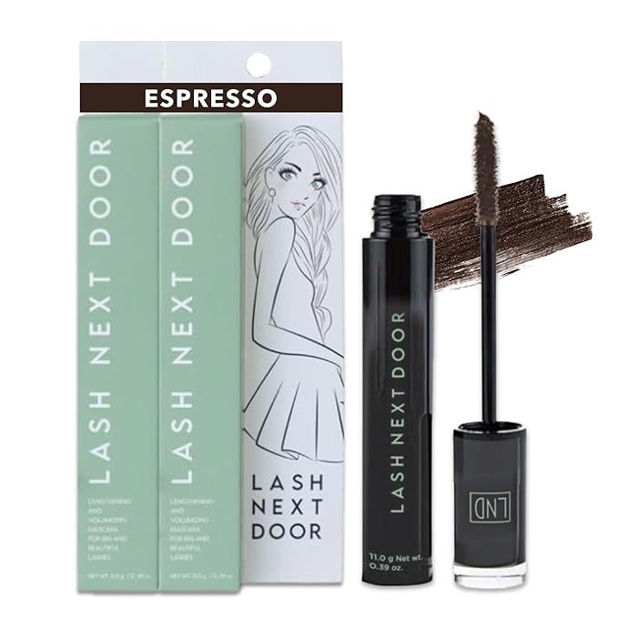 Lash Next Door Espresso Brown Mascara, Volume & Length, 0.39 oz, 2-Pack Set