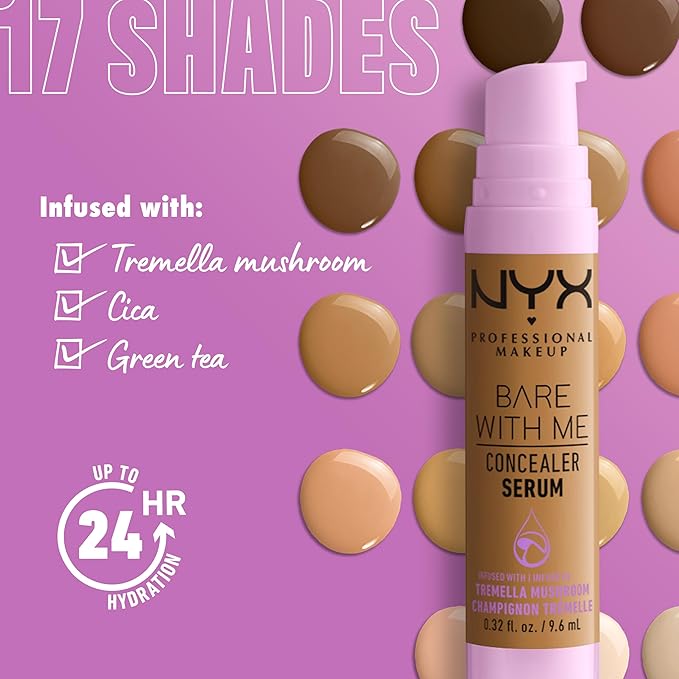 NYX PROFESSIONAL MAKEUP Bare With Me Concealer Serum, Concealer Makeup For Up To 24Hr Hydration - Camel