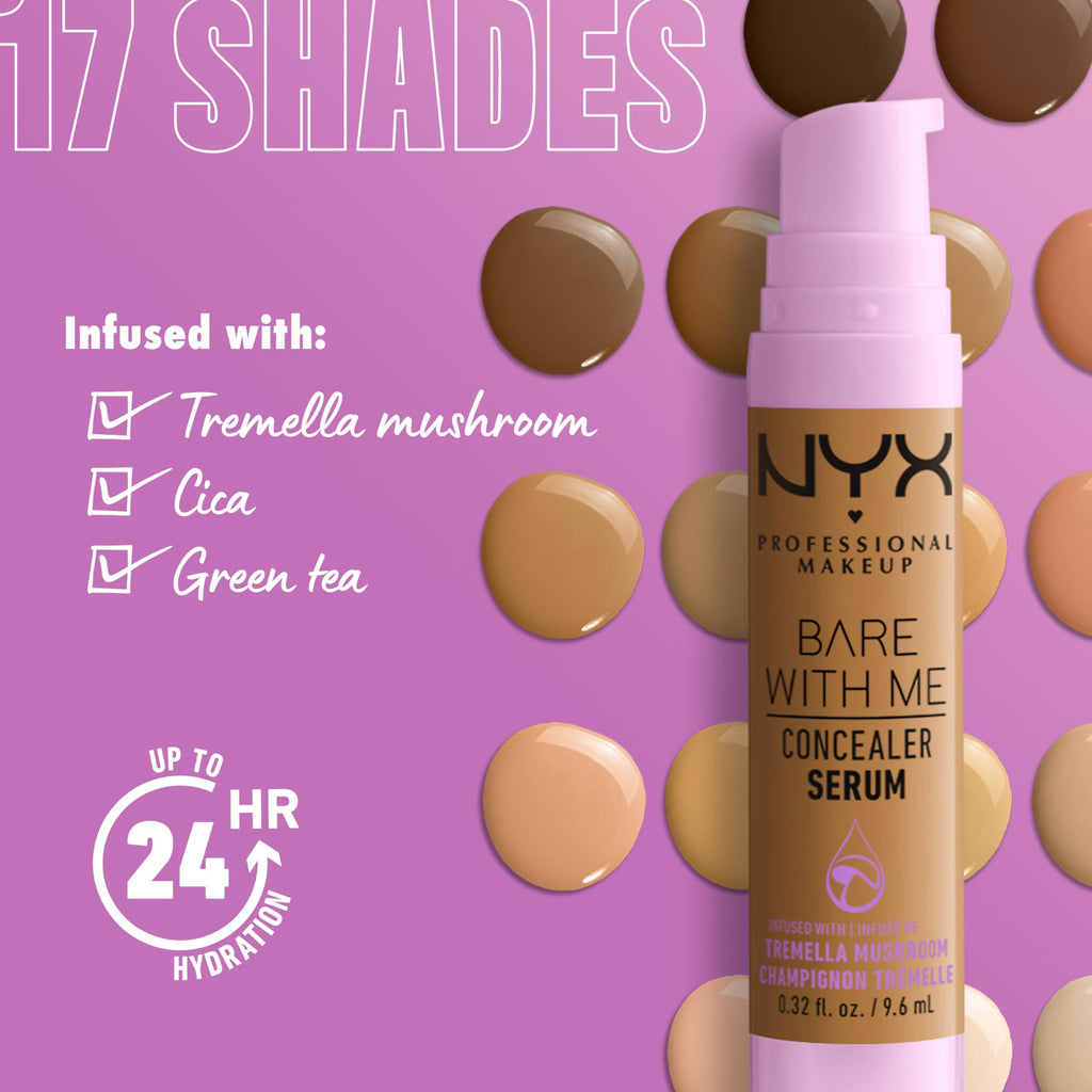 NYX PROFESSIONAL MAKEUP Bare With Me Concealer Serum, Up To 24Hr Hydration - Light Tan