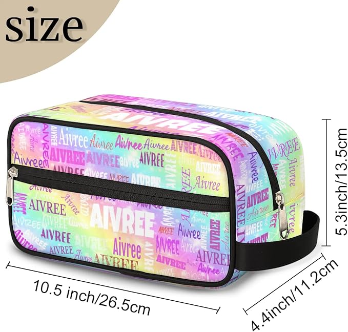 KFNHN Customized Travel Makeup Toiletry Bag, Rainbow Colorful Shiny Stars