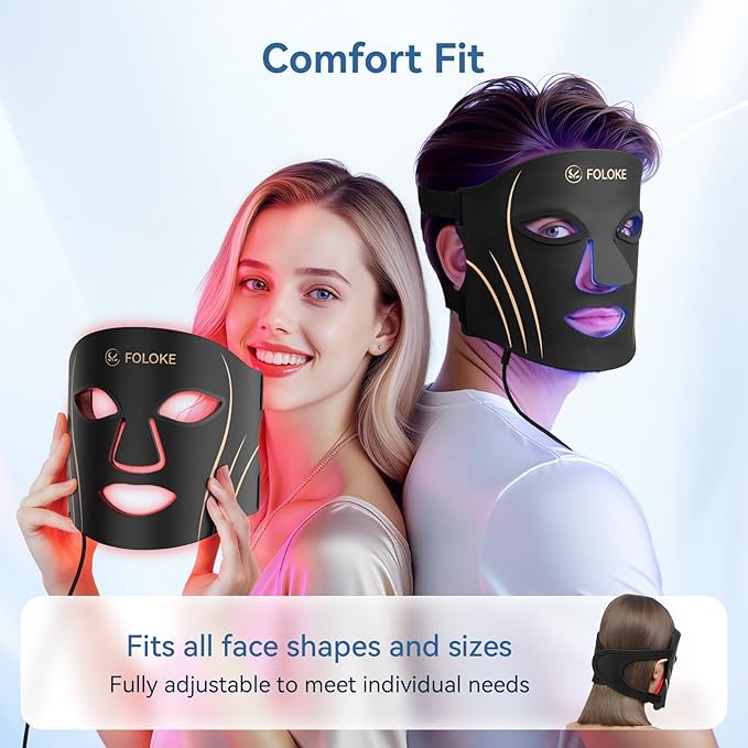 LED Light Therapy Mask Skin Care Mask, LED Red 630±5nm & NIR 830nm Home Use