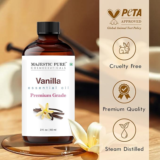 Majestic Pure Vanilla Essential Oil for Diffuser - 2 Fl Oz