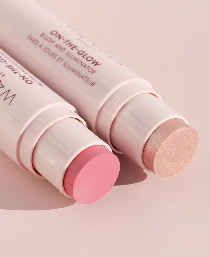 "Wander Beauty On-the-Glow Blush and Illuminator - Petal Pink/Nude Glow - 7-in-1 Hydrating Cream Blush & Highlighting Stick - Stick Blush for Cheeks, Lip, Face & Body - Highlighter Makeup & Blush"