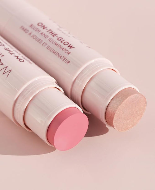 "Wander Beauty On-the-Glow Blush and Illuminator - Petal Pink/Nude Glow - 7-in-1 Hydrating Cream Blush & Highlighting Stick - Stick Blush for Cheeks, Lip, Face & Body - Highlighter Makeup & Blush"
