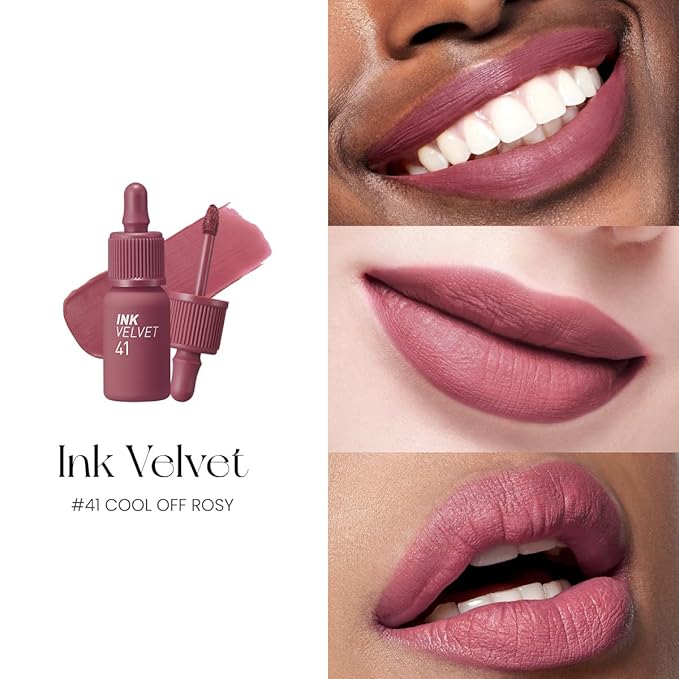 Peripera Ink The Velvet Lip Tint | Highly Pigmented, Longwear & Weightless Lip Tint | Smudge-Proof, Buildable Color for Lips & Cheeks | K-Beauty Makeup, Safe for Sensitive Lips (041 COOL OFF ROSY)