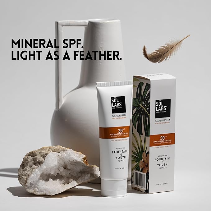 SOL LABS Mineral Sunscreen SPF 30 Face & Body - Lightweight, Hydrating Daily Moisturizer - No White Cast - Anti-Aging Formula Niacinamide, Zinc Oxide - Reef Safe Korean Skin Care - Sunscreen Lotion