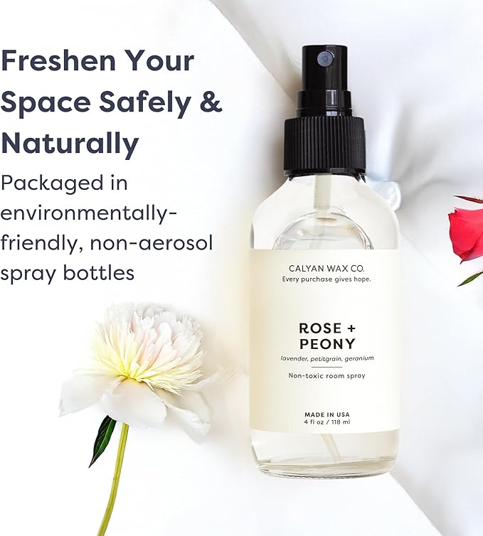 Calyan Wax Co. Rose & Peony Room Spray - Natural Room Deodorizer