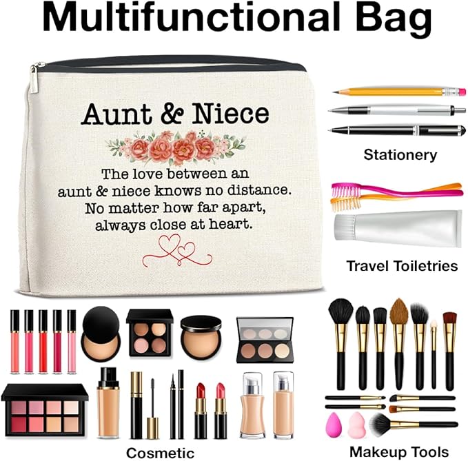 UPNEGE Aunt and Niece Gifts Makeup Bag Christmas Birthday Gifts for Aunt Niece Cosmetic Bag Zipper Makeup Pouch