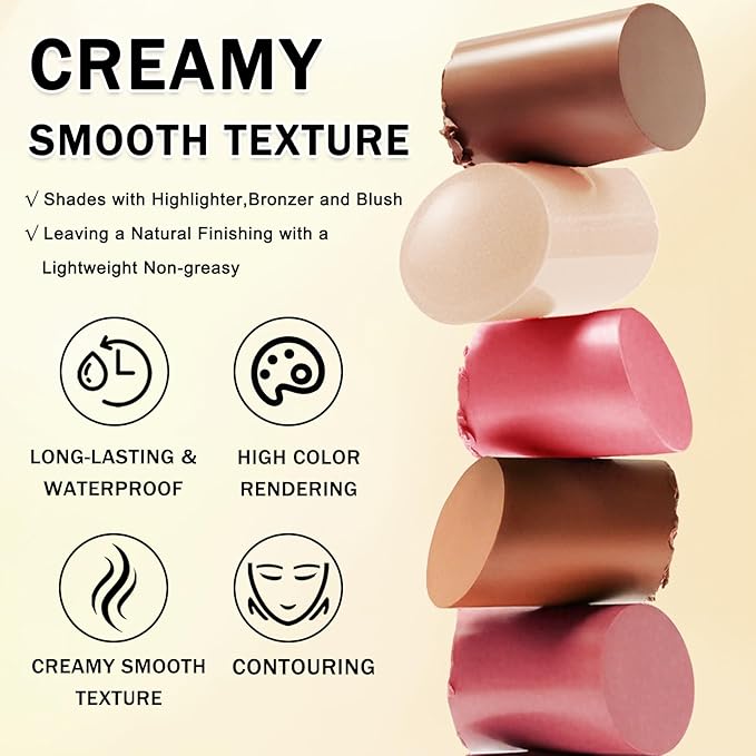 IONSGAKO 6 Colors Double-ended Cream Contour Stick Makeup Kit, Set A