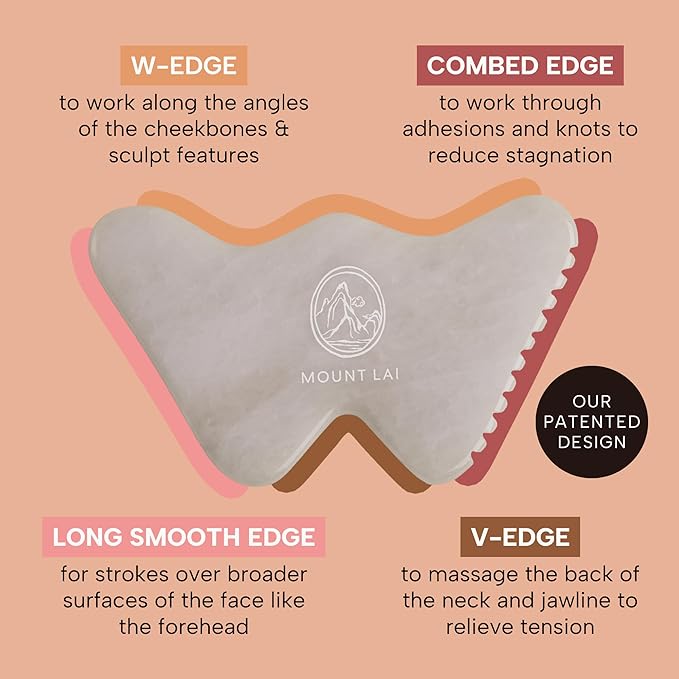 Mount Lai - The Vitality Qi White Jade Gua Sha Sculpting Tool | Face Sculpting Tool for Skin Care | Guasha Tool for Face and Body | Facial Massage Tools to Relieve Muscle Tension and Reduce Puffiness