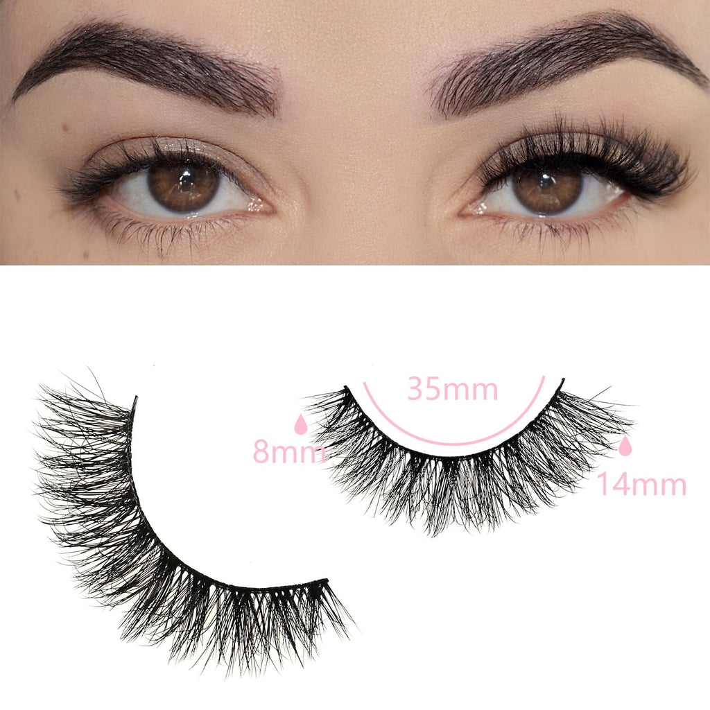FARRED Natural Lashes Cat Eye False Eyelashes Wispy Fake Lash Strips 7 Pair Short Fluffy Strip Eyelash Wispies Mink Small Lashes Natural Look Full Pestañas Sets for MUA and Beginners Daily Makeup