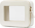 Popvibe Clear Makeup Bag with Zipper, Women Travel Toilrty Bag White Medium