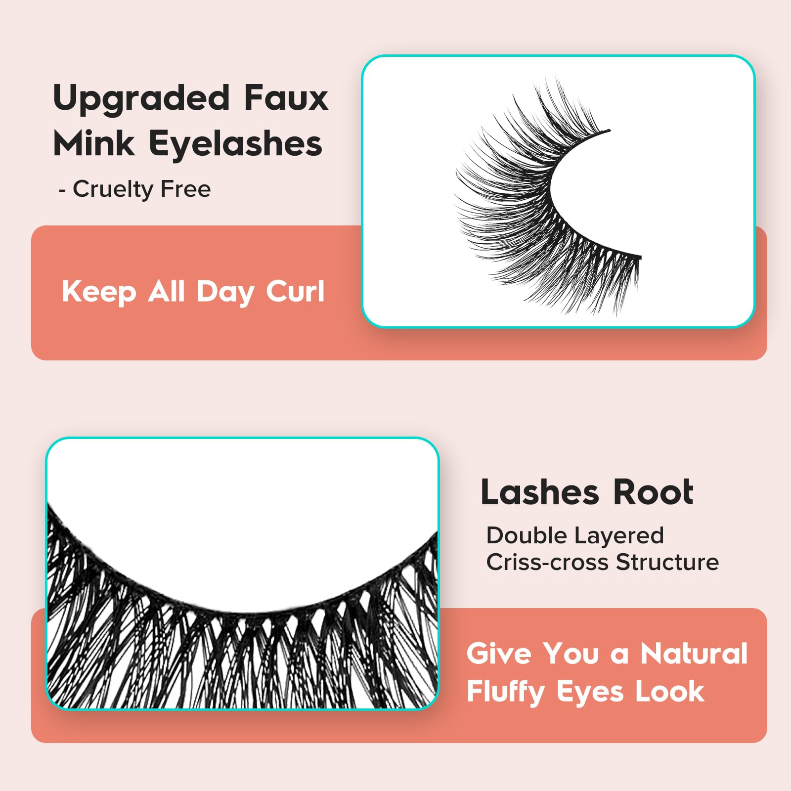 False Eyelashes Cat Eye Lashes Wispy 15mm Strip Eyelashes Thin Band Natural Lashes Fluffy Eyelashes Siligli Lashes Pack Fake Lashes 3D Volume Curly Eyelash 10 Pair