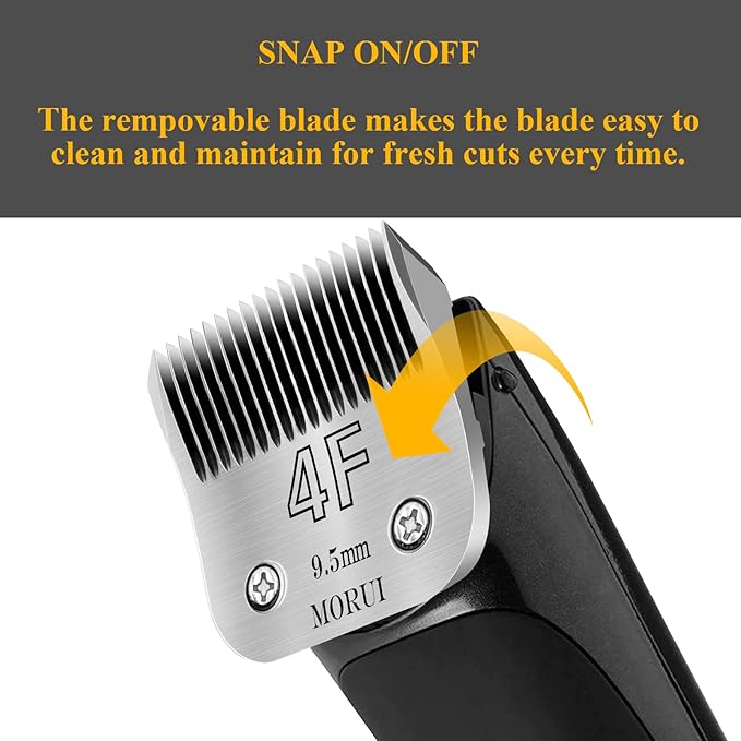 morui 4F Cut Length 3/8"(9.5mm) Detachable Pet Dog Clipper Blades UltraEdge Series Clipper Blades for Dog Grooming Compatible with Most Andis,Oster A5 Wahl KM Series Clippers