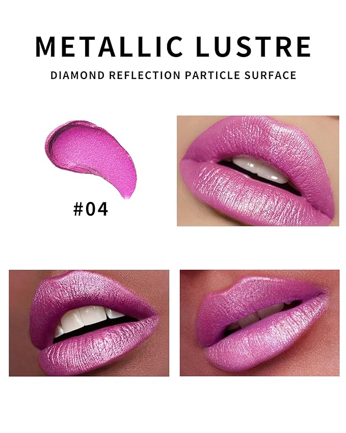 Metallic Glitter Frosted Light Pink Lipstick for Women, High Pigmented-04