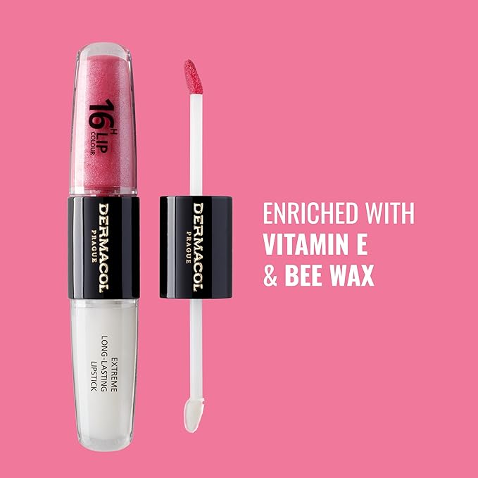Dermacol 16-Hour Lip Color, Two-Phase Kissproof Lip Stain & Gloss, No.15