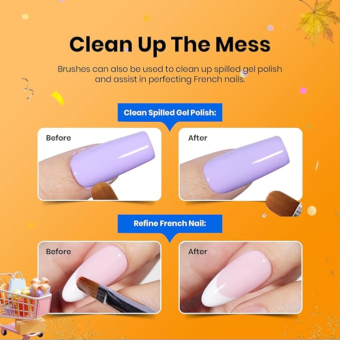 Beetles Gel Nail Art Brushes, 6 Pcs Double-Ended Fingernail Art Design Pens