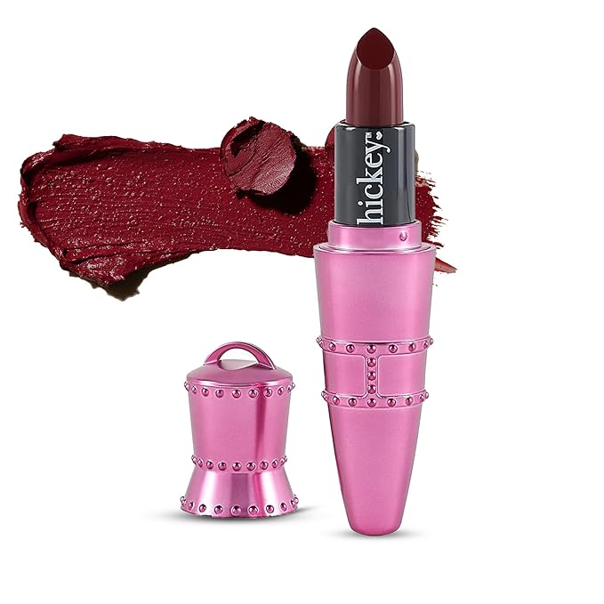 Hickey Refillable Pendant Lipstick, Big Trouble[Berry Wine] – Wearable Satin Lip Color on a Chain, Refillable Clean Beauty, Full Lipstick Included