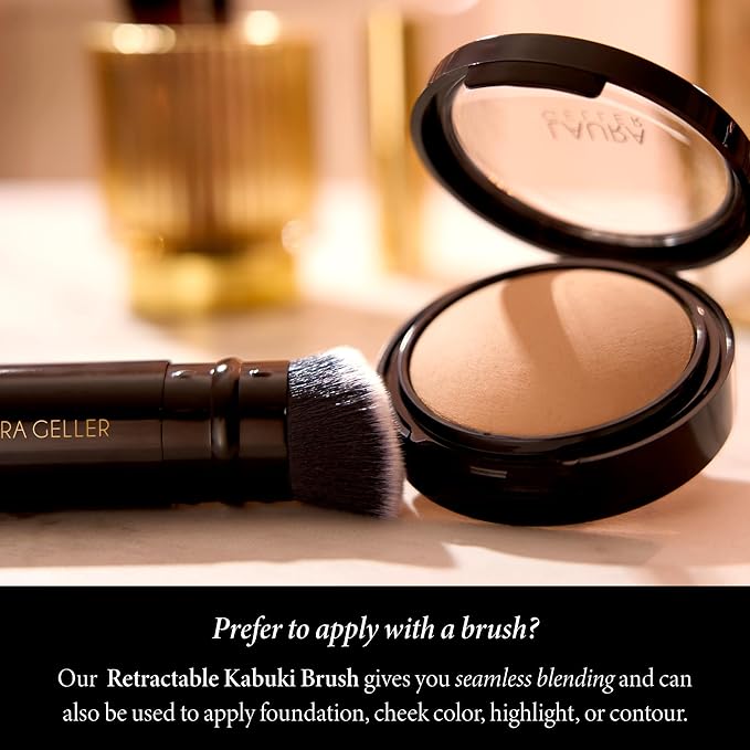 LAURA GELLER NEW YORK Baked Double Take Powder Foundation – Longwear Buildable Medium to Full Coverage – Matte Finish – Non-Caking Formula– Handmade in Italy – Mature & Sensitive Skin – Golden Medium