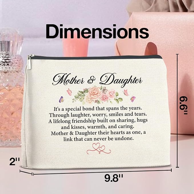 UPNEGE Mother and Daughter Gifts Makeup Bag Gift for Mom and Daughter Cosmetic Bag Zipper Makeup Pouch Gifts for Christmas Birthday Thanksgiving