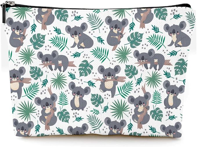 Givotin Small Makeup Bag for Purse Cute Canvas Waterproof Cosmetic Bags for Women Zipper Travel Toiletry Pouch-Koala Makeup Bags