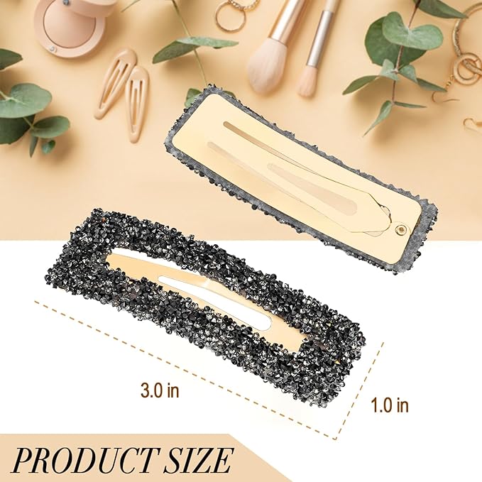 Kanprincess Rhinestone and Crystal Hair Clips 2-Pack, Sparkly Barrettes & Elegant Bling Accessories for Women & Girls(Set12)