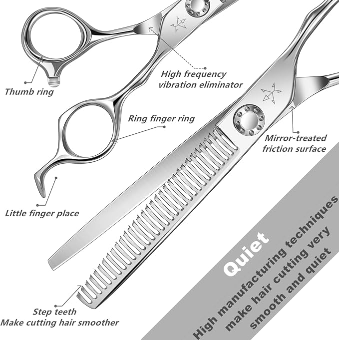 Fengliren High-end Professional Hair Thinning Scissors Hair Cutting Teeth Shears Barber Hairdressing Texturizing Scissors Extremely Very Sharp 6.5 Inch Stainless Steel Alloy For Men Women Salon & Home