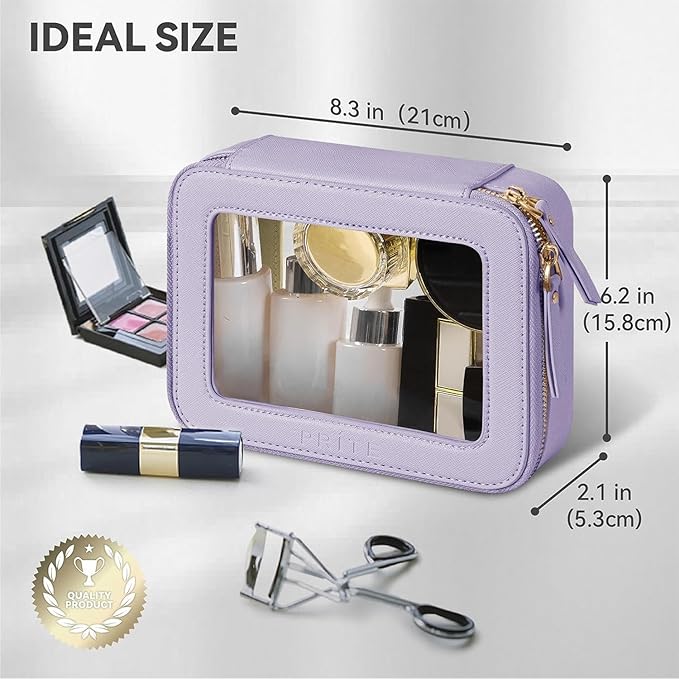 Prite Clear Makeup Bag Travel Cosmetic Organizer Toiletry Case for Women