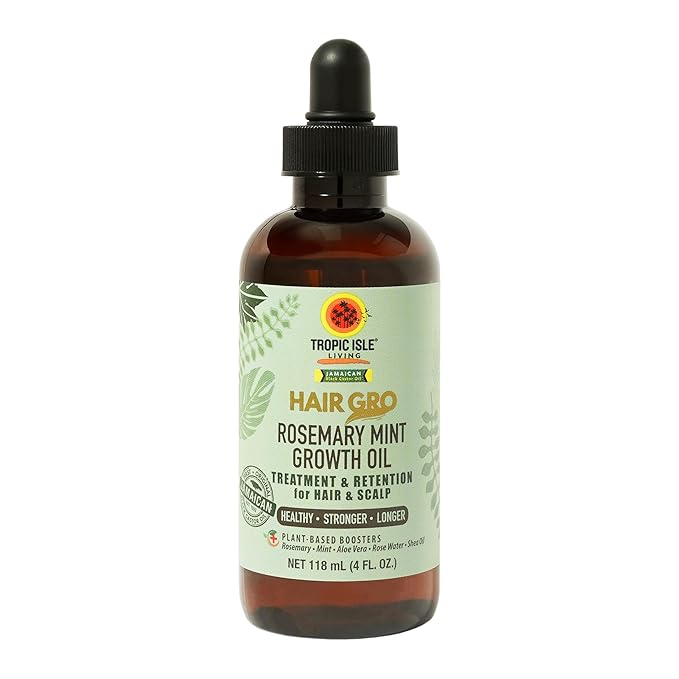Hair Gro Rosemary Mint Growth Oil 4oz/ 120ml - Treatment & Retention for Hair & Scalp, Provides Healthier Hair with Rosemary Mint Infused Formula, Scalp Treatment, Detox Scalp, For All Hair Types