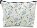 RYYCDOI Blue Hydrangea Floral Weather Makeup Bag, Cosmetic Toiletry Bag for Women, Coquette Makeup Pouch, Aesthetic Pouch, Hydrangea Gifts(PU)