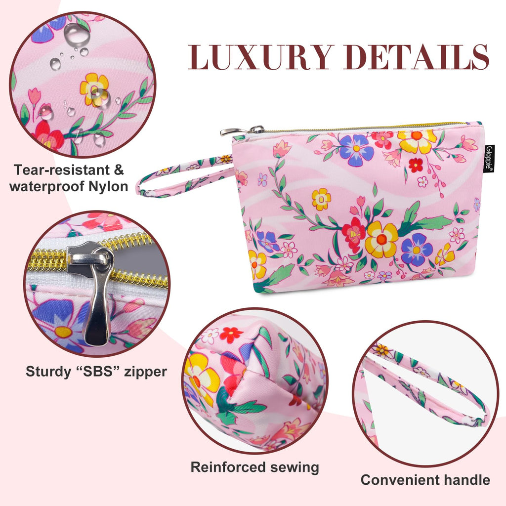 Gloppie Make Up Bags for Women Small Makeup Bag for Purse Cosmetic Bag Pink
